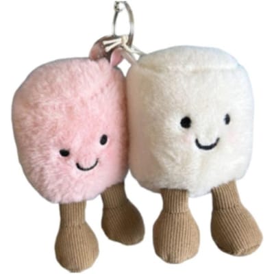 Nouvelle Peluche Guimauve Amusante Pendentif Porte-clés Dessin Animé Mignonne Peluche Douce Pendentif Couple Décoration Accessoires Sac Cadeaux Noël white