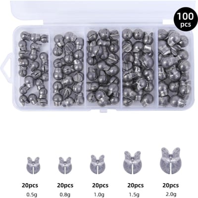 Lot de 100 plombs de pêche fendus amovibles pour ligne de pêche ronde pour eau douce gris