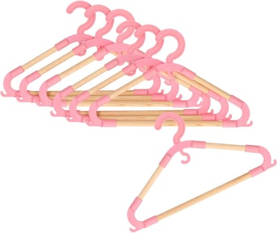 Storage Solutions kledinghangers voor kinderen - 9x - kunststof/hout - roze - Sterke kwaliteit