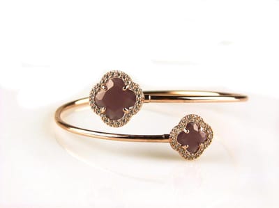 model toi et moi armband in zilver roze verguld bordeaux