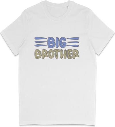 Jongens T Shirt Met Tekst: Big Brother - Grote Broer - Wit - Maat 92