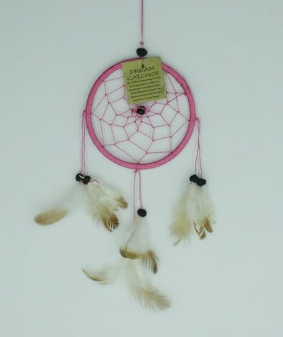 Dromenvanger / Dreamcatcher Ø12cm zonder kleintjes  - donkerroze
