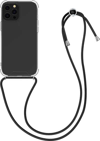 kwmobile telefoonhoesje geschikt voor Apple iPhone 13 Pro Max - Hoesje met telefoonkoord - Back cover in zwart / transparant