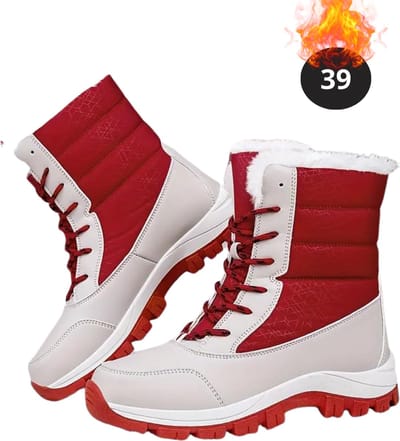 Nivard Snowboots - Sneeuwschoenen - Sneeuwboots - Dames - Wintersport - Ski - Skischoenen - Grijs Rood - 39 - Laarzen