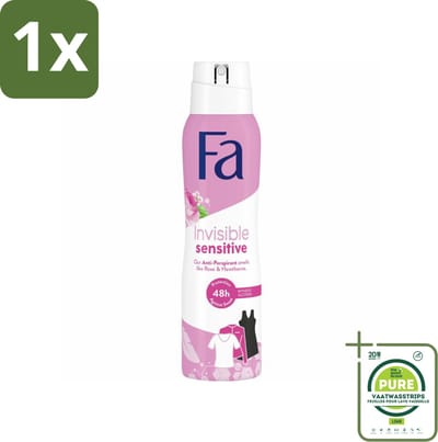 1 x Fa Deodorant Spray Invisible Sensitive 150 ml - Deodorant Spray - Anti-transpirant - Perspirant - Gevoelige Huid - 48 Uur Bescherming