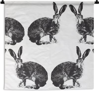 Wandkleed - Wanddoek - Vintage - Design - Konijn - Dieren - 90x90 cm - Wandtapijt