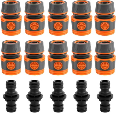 Complete Slangverbinding Set van 15 Stuks, 1/2 Inch Slangconnector 13mm met Fittingen, Dubbele Plug Tuinslang Verlenging en Verbinding voor de Tuin