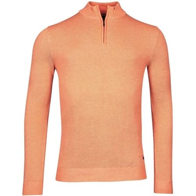 Baileys Trui Half Zip Body And Sleeves Two-Tone Structure Jacquard Mid Orange / male