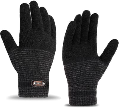 Dailygoods- Thermische Handschoenen - Zwarte Touchscreen Handschoenen - Fleece Voering - Winddicht - Unisex - 22x11cm - Winterhandschoenen