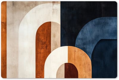 Placemats 45x30 cm - Placemat kunststof - 1 stuk - Abstract - Vormen - Donkerblauw - Borden onderleggers - Decoratie voor op tafel - Keuken tafeldecoratie accessoires - Vinyl onderlegger - Tafelversiering