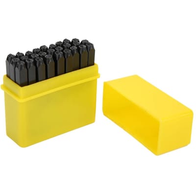 Acier au Carbone 3mm Poinçon Alphabet Métal Tampon Kit Outil d'Artisanat Avec Boîte (Alphabet)
