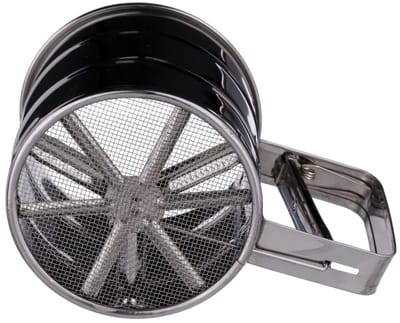 5Five Keuken meel/poedersuiker zeef - met handvat/knijper - zilver - RVS - taart accessoires