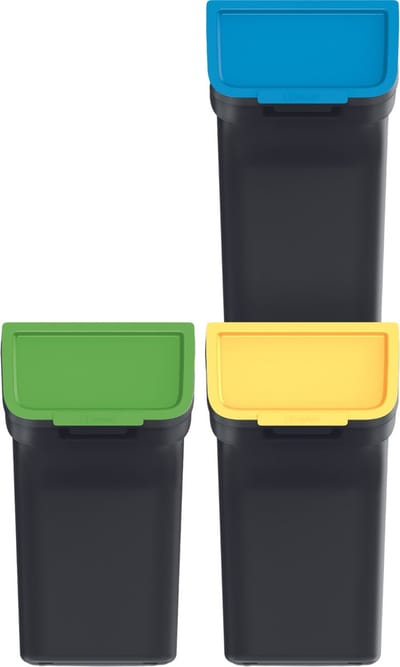 Keden - Afvalbakset / Prullenbakken - recycling - 3x20 liter - Zwart