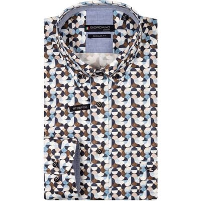 Giordano Overhemd Ivy Graphic Half Circles Fantasy Navy-Multi / male