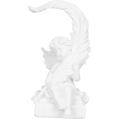 Engel Hars Figuur Vintage Veer Decoratie Wit Herdenkingsengel Beeld voor Thuis white