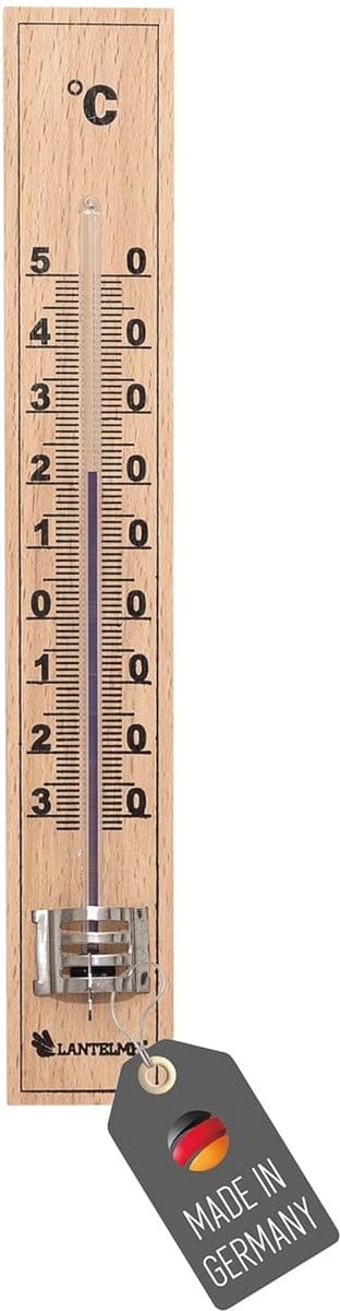 Houten tuinthermometer -30 °C tot +50 °C, analoog, weerbestendig, 17 cm