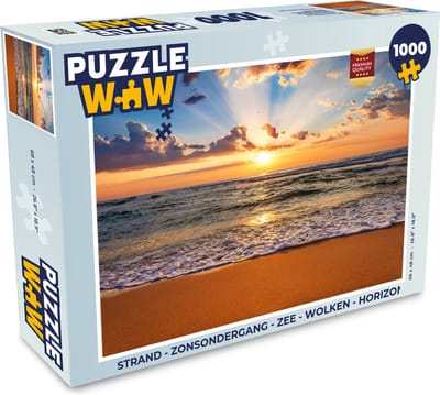 Puzzel Strand - Zonsondergang - Zee - Wolken - Horizon - Legpuzzel - Puzzel 1000 stukjes volwassenen