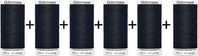 Gütermann Naaigaren Voordeelset - Zwart - Nr 000 - 250m - 6 Klosjes