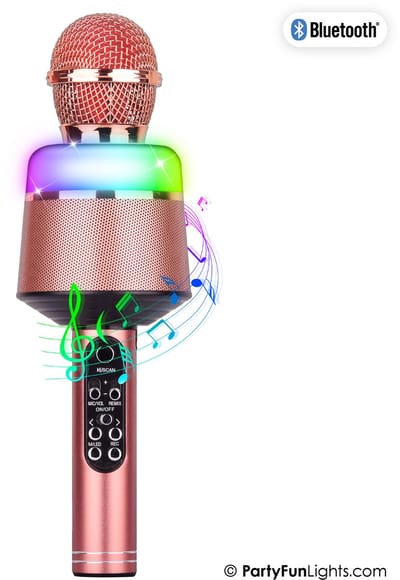 Bluetooth - Pink - Karaoke Set - Voor Kinderen en Volwassenen - Draadloos - Echo - Met Speaker - LED Licht - Nederlandse Handleiding