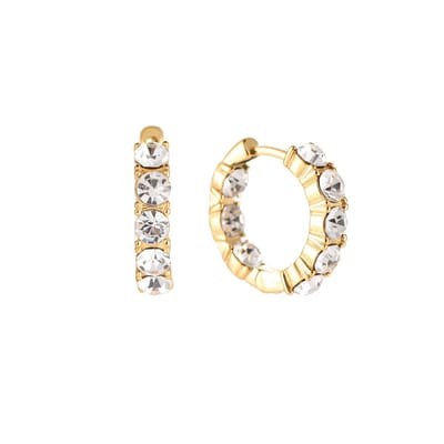 Bijoutheek Oorringen White Stones Big Goud