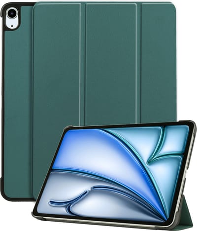Hoesje - Geschikt voor Apple iPad Air (2024/2025/2026) - 11 inch - Dun & Stevig - Hardcover Book Case - Trifold Bookcase Hoes - Hard Cover - Tablethoes - Donkergroen