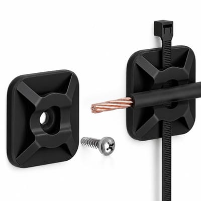 8 mm Kabel Organizer – 12 Stuks – Zelfklevende Kabelhouder met Tie-Wrap Bevestiging – Schroef of Dubbelzijdige Tape – Zwart