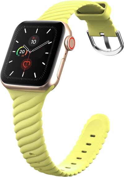 By Qubix - Geschikt voor Apple Watch bandje - Siliconen 'Twist' bandje - Geel - Geschikt voor Apple Watch 38mm / 40mm / 41mm / 42mm - Smartwatch bandje