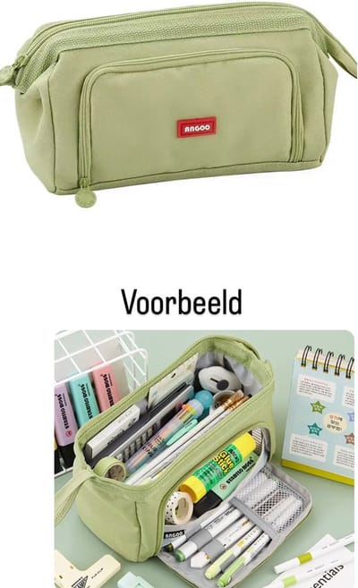 Akyol - Groene etui - etui voor meisjes - etui zonder inhoud - etui voor de middelbare school - etui voor pennen en potloden - etui met verschillende vakken