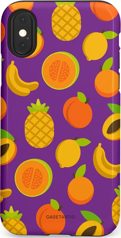 Casetastic Hoesje Geschikt voor Apple iPhone X/Xs - Stijlvolle Beschermende Duo-layer Case - Tropisch Fruit Feest