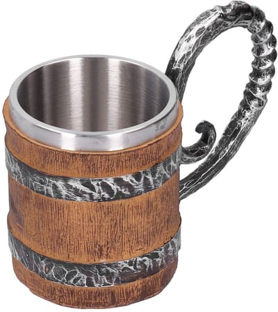 Dailygoods- Hars Drinkbeker - Roestvrij Stalen Beker - Handgemaakt - Voor Bier/Wijn/Koffie - 9/13/16,5 cm - Vintage Design - Bierpul