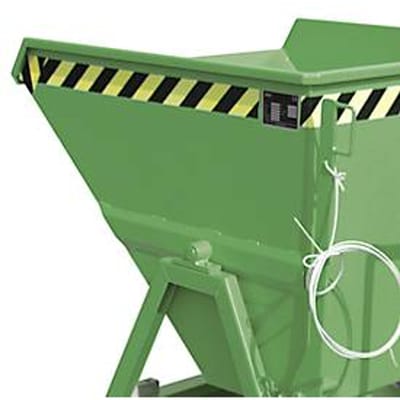 Snippergoot Bauer SKS 400, staal, groen, B 1220 x D 1050 x H 1115 mm, 400 l, tot 1000 kg, rollen, aftapkraan, handmatige kiepinrichting