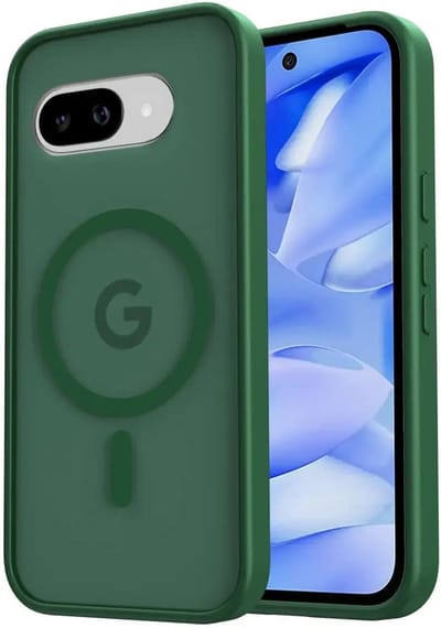 Hoesje Geschikt voor Google Pixel 9a - Compatibel met MagSafe - Matte Beschermhoes - Back Cover met Magneet - Groen