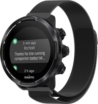 Milanees Smartwatch bandje - Geschikt voor Suunto 9 - Baro Milanese band - zwart - Strap-it Horlogeband / Polsband / Armband