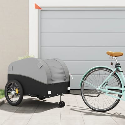 vidaXL - Fietstrailer - 45 - kg - ijzer - zwart - en - grijs