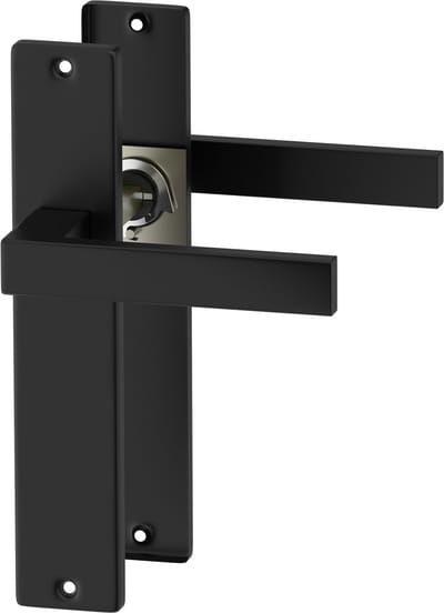 ERGO line Deurbeslag set Binnendeur - Cube - Deurkruk Zwart - met blind schild - deurklink vierkant, mat zwart, Deurklink met schild