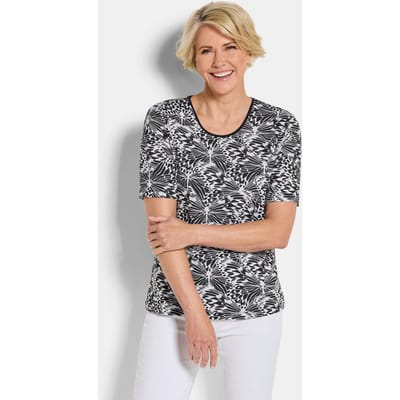 Jersey shirt met zwart-witprint - zwart / wit / gedess. - Gr. 19 van Goldner Fashion