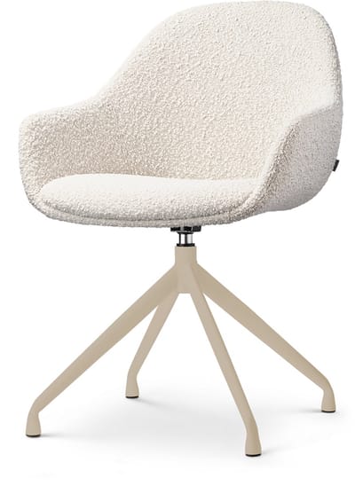 Nolon Nola-Mae Draaibare Eetkamerstoel Bouclé Beige - Beige Onderstel - Stoffen - Armleuning - Comfortabel - Modern