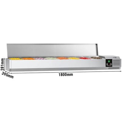 GGM Gastro Kühlaufsatzvitrine PREMIUM - 1800x395mm - 8x GN 1/3 Zilver