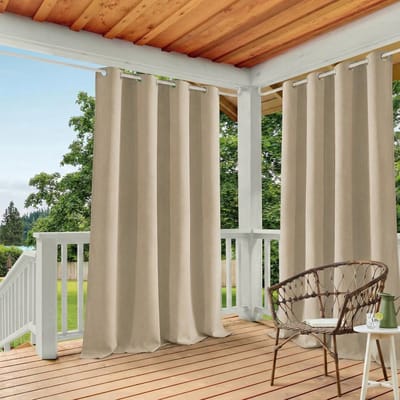 Qelus 1 Stuk Buitengordijn Waterdicht - Outdoor Gordijn met Oogjes - Weerbestendig & UV-beschermend - Voor Patio en Balkon - Rideau Extérieur - 132x213cm - Beige