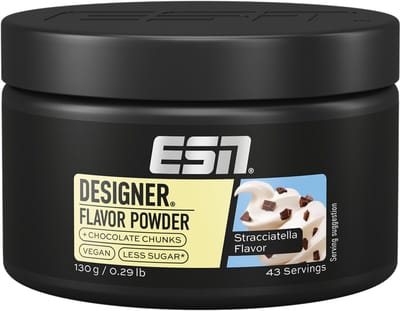 ESN Designer Flavor Powder Stracciatella - 130g (43 porties) - Smaakpoeder met 35% Echte Chocoladestukjes, voor Kwark, Yoghurt en Havermout, Made in Germany