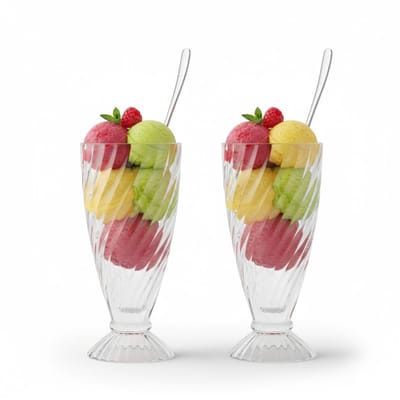 Alessandro ijscoupe Hawaii - 2x stuks - glas - kristal - 360 ml - 18 x 8 cm - ijs schaaltjes