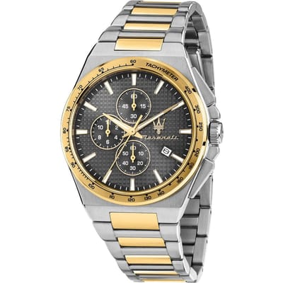 Maserati Velocità Zwart Tweekleurig Roestvrij Staal Heren Kwarts Chronograaf met Datum R8873653002 zwart