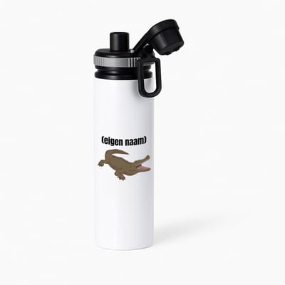 Hacebo® - krokodil met eigen naam waterfles met draaidop grijs - Krokodil - krokodillen liefhebbers - iemand die houdt van krokodillen - verjaardag - cadeau - kado - water fles - 850ML