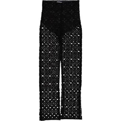 Off White Gehaakte broek met wijde pijpen voor dames (Zwart)