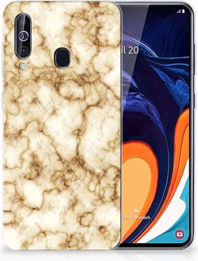 Samsung Galaxy A60 TPU Siliconen Hoesje Marmer Goud