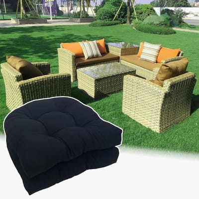 Terrasstoelkussen Set - Loungerkussen Buiten - Buiten Ontspannen - Waterdichte Afwerking - 2 Stuks - Zwart