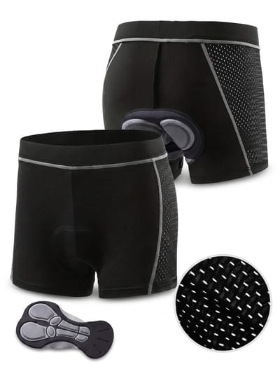 Grijze fiets broek met zeem heren – compressie fit wielren broek met schokabsorptie, ademende mesh fiets shorts met elastische tailleband, niet doorschijnende fietsbroek voor mountainbike en racefiets maat S