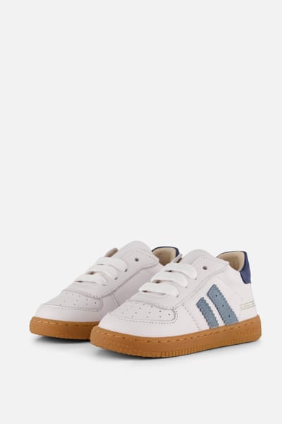 Shoesme Wit-Blauw Sneakertje - Sneakers Kinderen - Jongens - White Blue - Leer - Maat 19