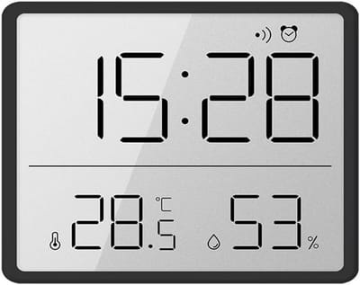 Digitale thermometer en hygrometer - Weerstation - Kleine LCD-wekker - Met 12/24-uurs temperatuur en vochtigheid ℃/℉ batterijondersteuning - Geschikt voor thuis, studenten en kantoor