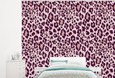 Behang - Fotobehang Patronen - Panter - Roze - Breedte 300 cm x hoogte 240 cm